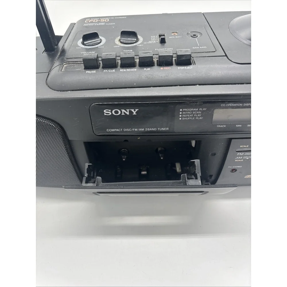 Sony CFD-50 Vintage CD Player  AM/FM Radio Tested. Tape Needs Repair